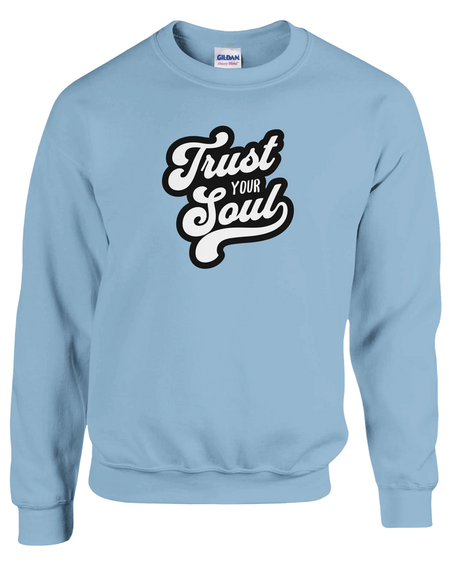 Crewneck sweatshirt printed with inspirational music-themed message