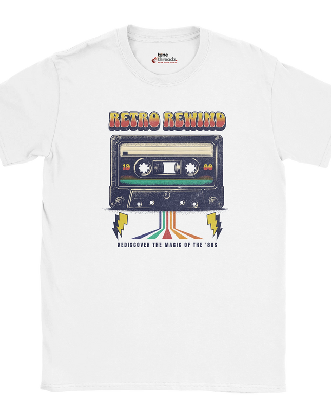 Model wearing Retro Rewind relaxed-fit unisex tee