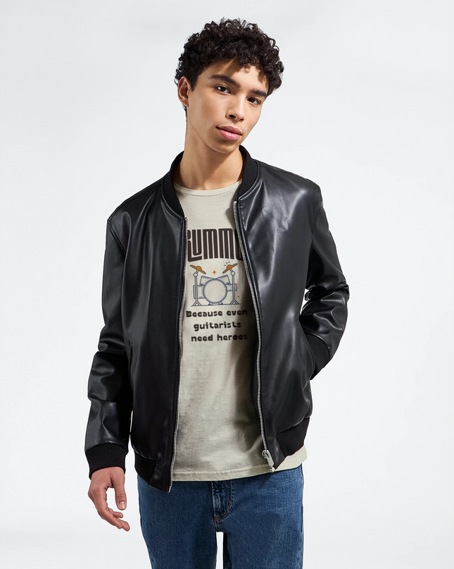 Statement drummer fan shirt with bold white lettering