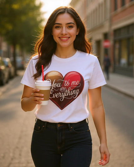 Comfort-fit unisex tee printed with romantic music quote