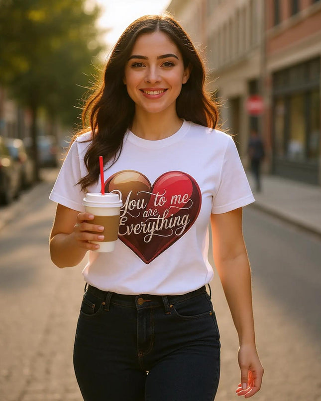 Comfort-fit unisex tee printed with romantic music quote