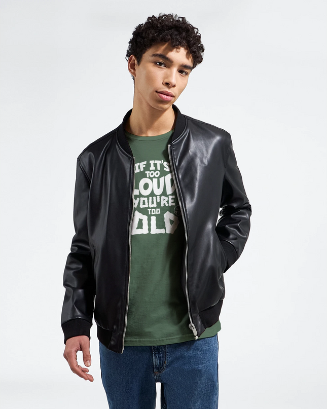 Model wearing loud music statement unisex T‑shirt