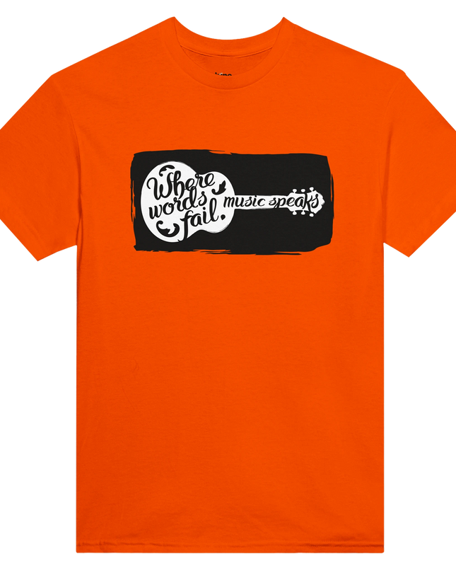 Flat-lay: lyric tee alongside sheet music and headphones