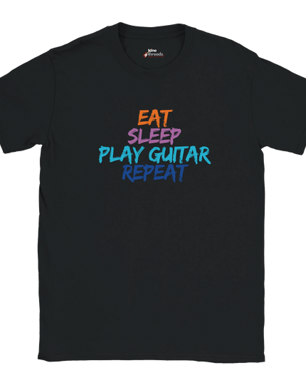 Unisex cotton shirt with guitar mantra slogan front print