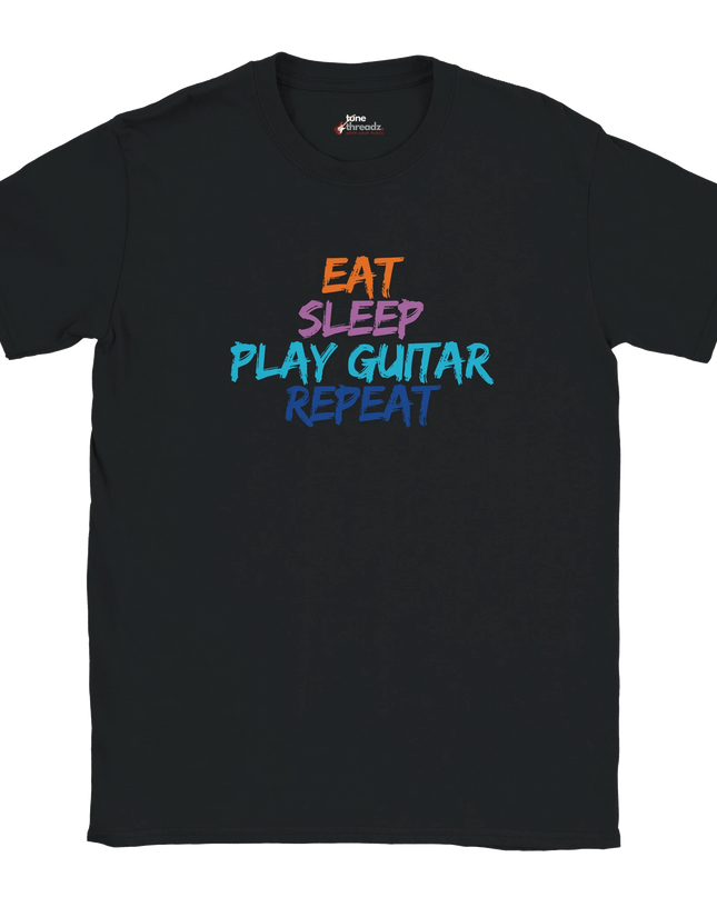 Unisex cotton shirt with guitar mantra slogan front print