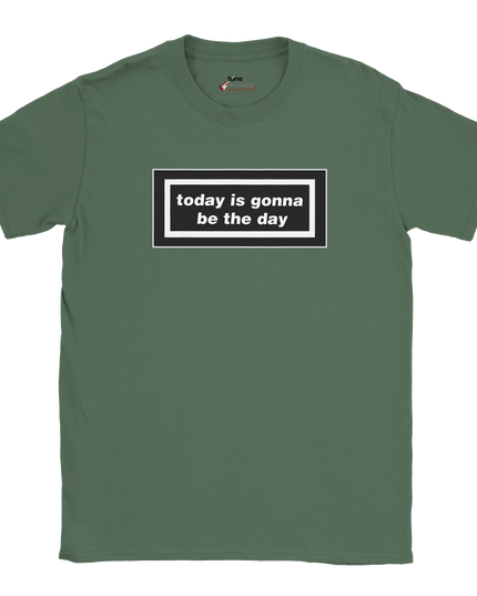 White lyric tee with iconic music quote text design