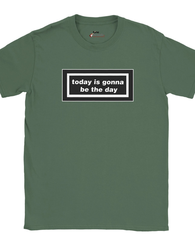 White lyric tee with iconic music quote text design
