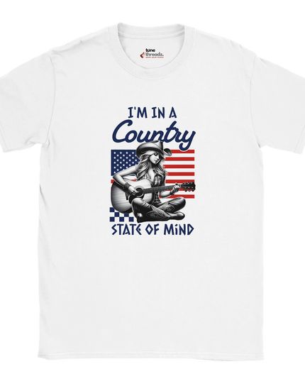 Unisex T‑shirt with ‘I’m in a Country State of Mind’ text design
