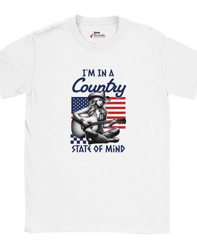 Unisex T‑shirt with ‘I’m in a Country State of Mind’ text design