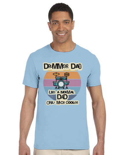 Fun music-themed shirt celebrating drummer dads