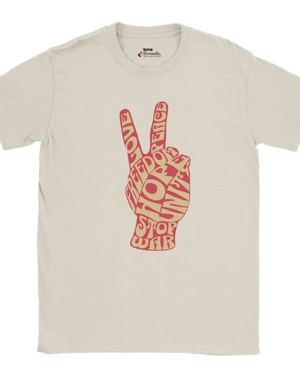 Model wearing Classic 60s Peace Symbol relaxed-fit unisex tee