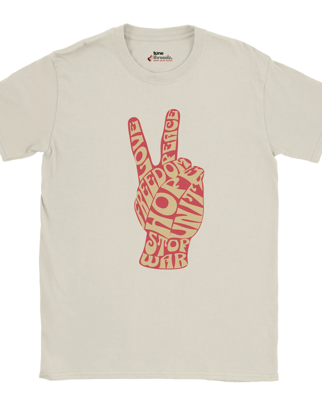 Model wearing Classic 60s Peace Symbol relaxed-fit unisex tee