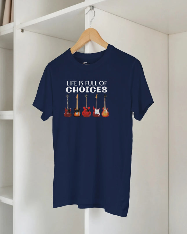 Guitarist lifestyle shirt showcasing instrument variety graphic