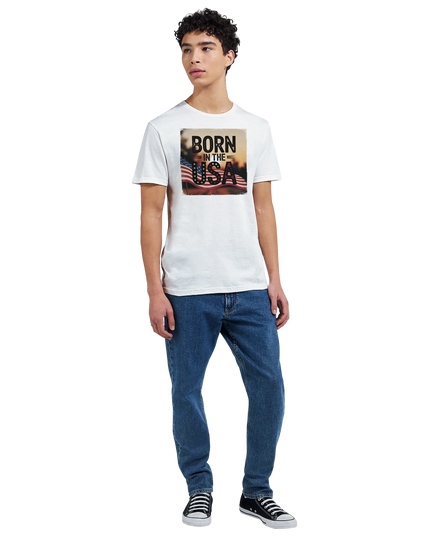 American flag-themed music tee with Born in the USA design