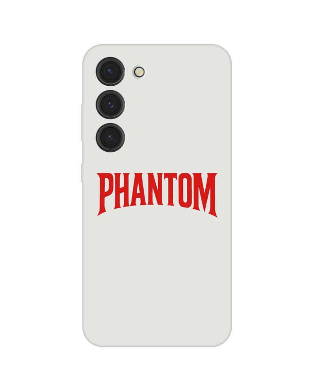 Angled view of transparent flexi phone case with minimal music icon overlay
