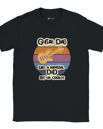 Model wearing relaxed-fit Guitar Dad unisex tee