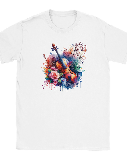 “Model wearing relaxed-fit Classical music-inspired unisex shirt