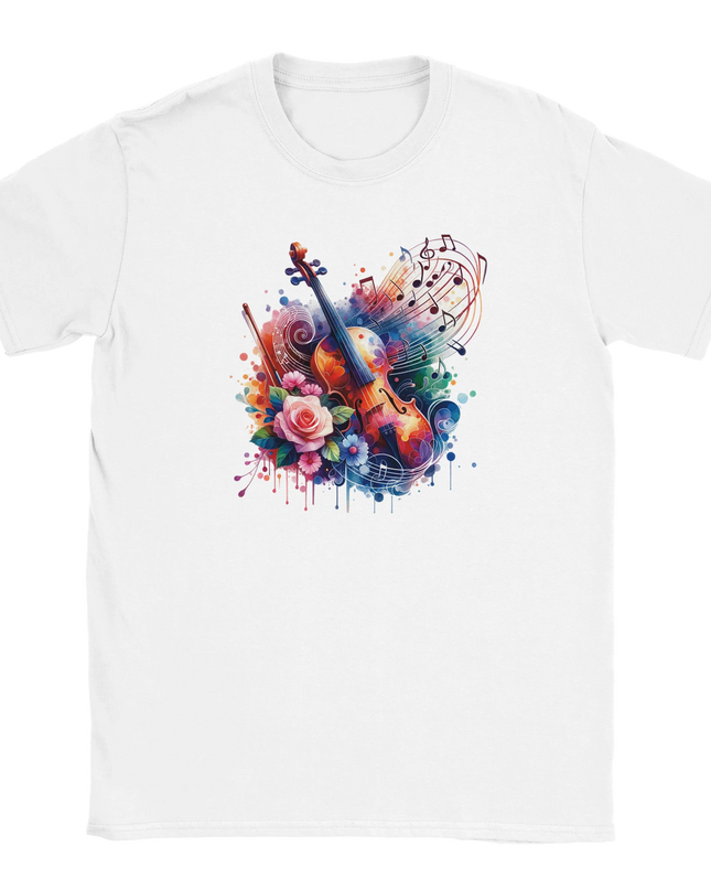 “Model wearing relaxed-fit Classical music-inspired unisex shirt