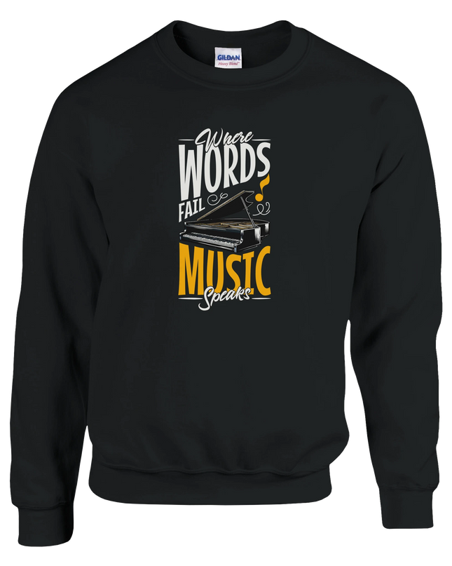 Soft cotton‑poly sweatshirt featuring inspirational music quote