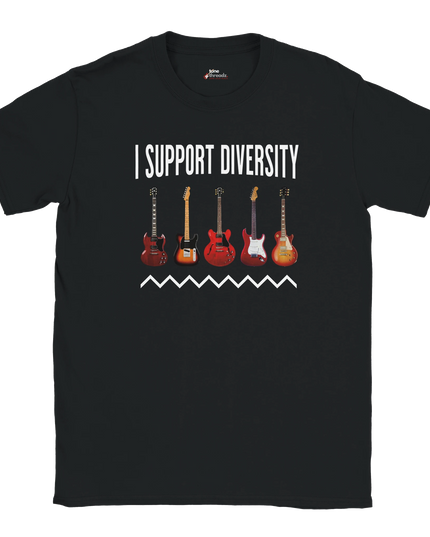 Model wearing relaxed-fit Diversity slogan tee casually