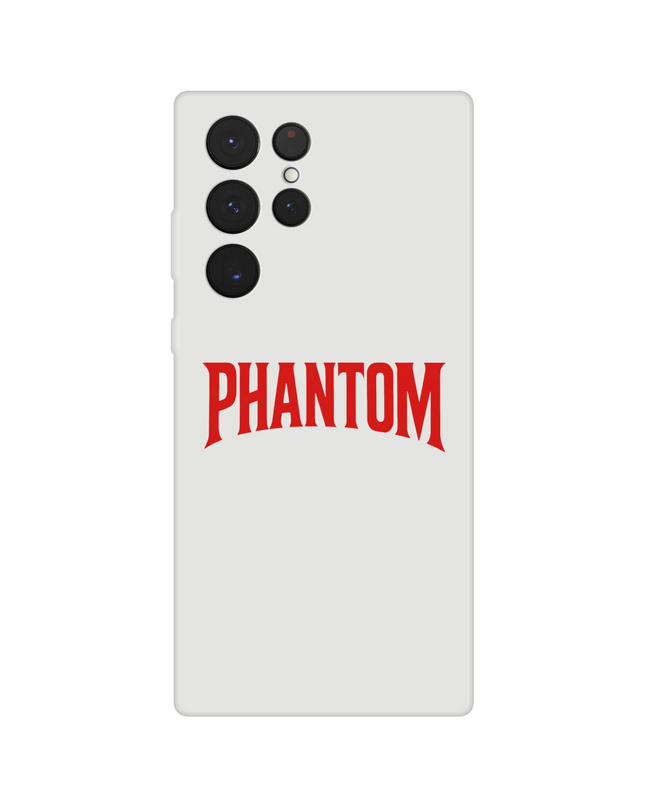 Flat-lay: Phantom Flexi phone case alongside vinyl and earbuds