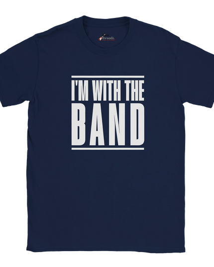 Model wearing relaxed-fit ‘I’m With the Band’ music tee