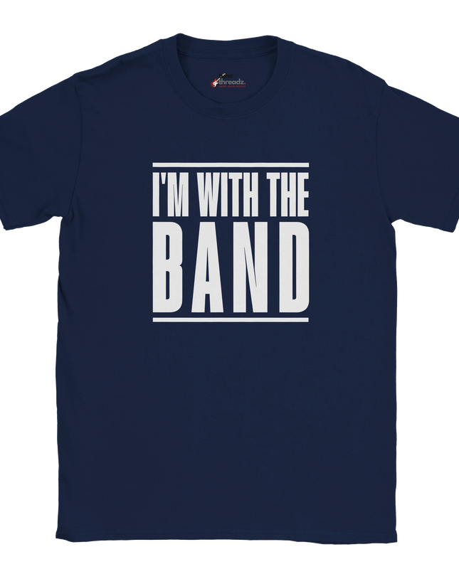 Model wearing relaxed-fit ‘I’m With the Band’ music tee