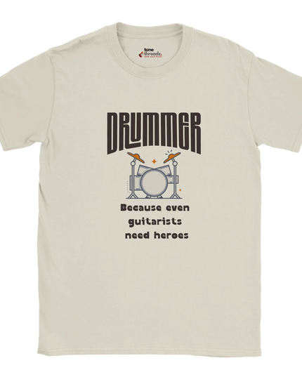 Soft cotton t‑shirt with drummer hero statement print