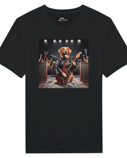 Retriever Unisex T‑shirt with bold dog and music theme on soft cotton