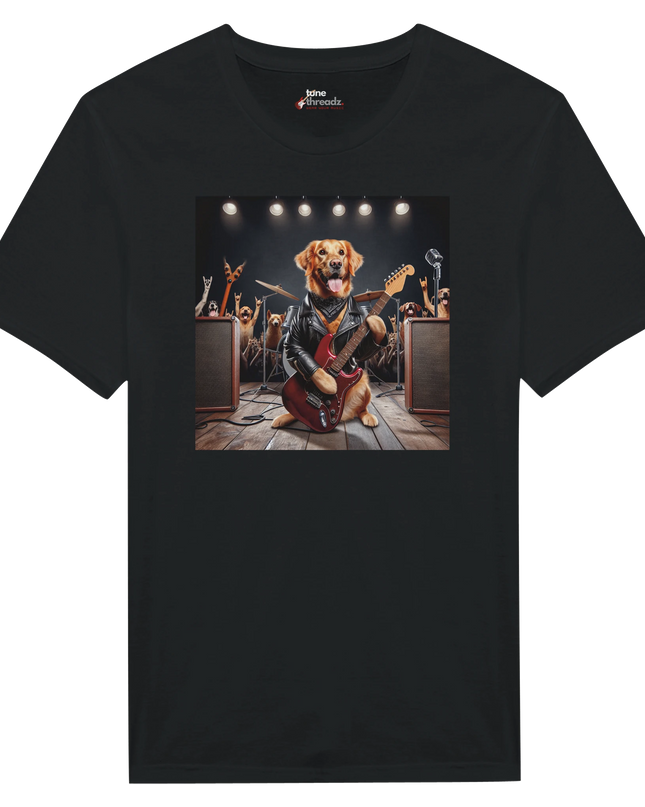 Retriever Unisex T‑shirt with bold dog and music theme on soft cotton