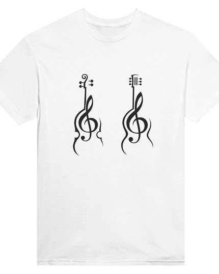 Heavyweight cotton tee with bold bass and cello graphic design
