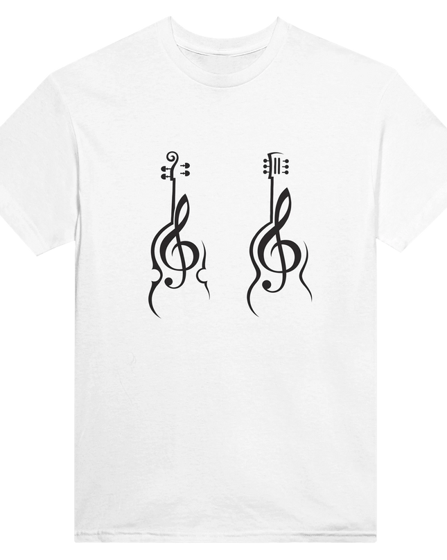 Heavyweight cotton tee with bold bass and cello graphic design