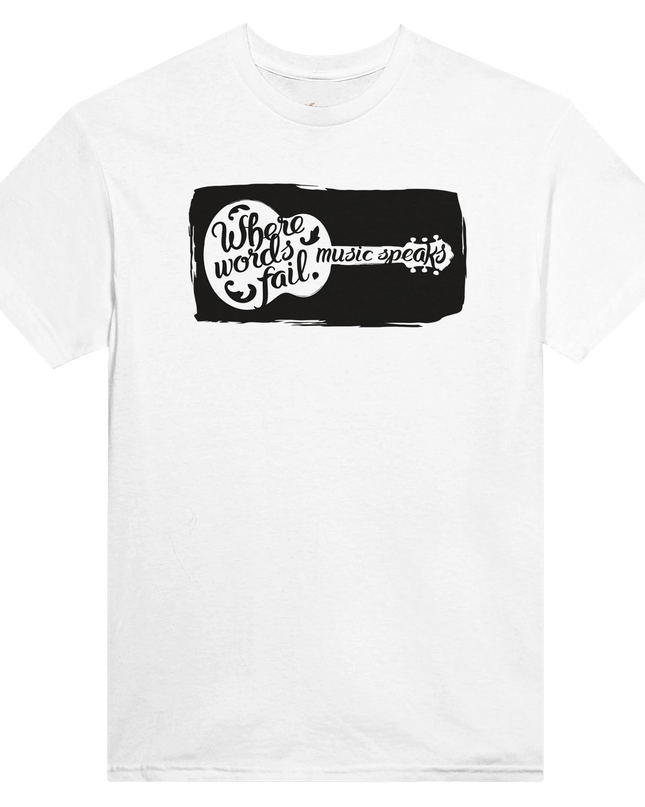 Heavyweight cotton tee with bold ‘Music Speaks’ graphic printed on relaxed-fit shirt